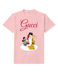 Blush Pink Mickey And Pluto Building Snowman Graphic T-Shirt - front product view