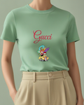 Sage Green Daisy And Donald In Packed Car Graphic T-Shirt - model wearing view