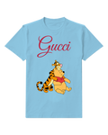 Sky Blue Tiger Hugs Bear In Seated Position Graphic T-Shirt - front product view