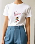 White Pinocchio Running With Book Cricket Beside Graphic T-Shirt - model wearing view