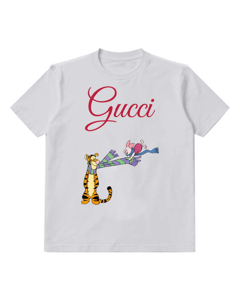 Light Gray Tigger And Piglet Wearing Scarves Graphic T-Shirt - front product view