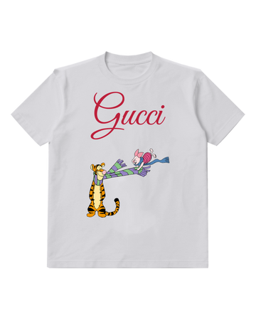 Light Gray Tigger And Piglet Wearing Scarves Graphic T-Shirt - front product view