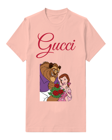 Blush Pink Beast Holds Roses For Belle Graphic T-Shirt - front product view