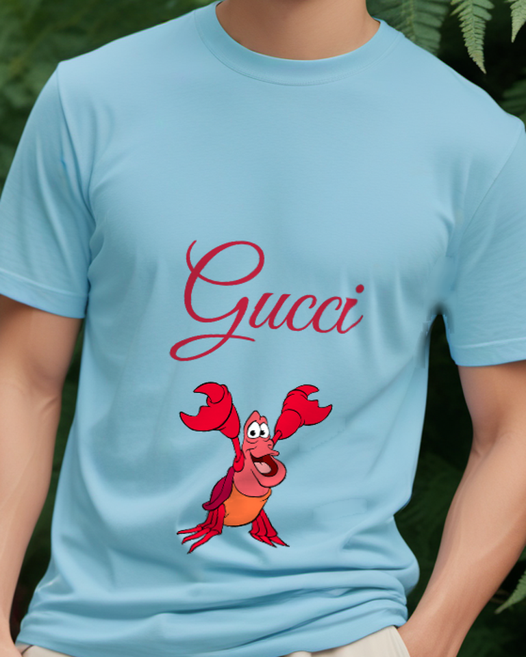Sky Blue Crab Raised Twin Claws Graphic T-Shirt - front product view