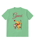 Sage Green Pooh And Piglet Hiking Together Graphic T-Shirt - front product view