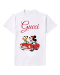 White Mickey And Pluto In Red Convertible Graphic T-Shirt - front product view