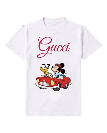 White Mickey And Pluto In Red Convertible Graphic T-Shirt - front product view