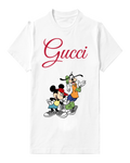 White Mickey And Goofy Dancing Together Graphic T-Shirt - front product view
