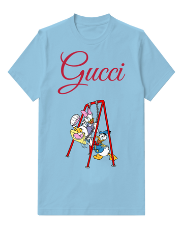 Sky Blue Donald And Daisy On Swing Set Graphic T-Shirt - front product view