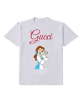 Light Gray Belle Holds Teacup With Both Hands Graphic T-Shirt - front product view