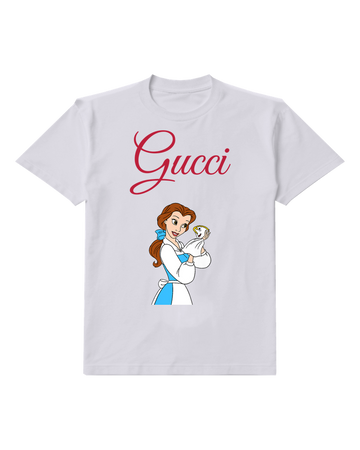 Light Gray Belle Holds Teacup With Both Hands Graphic T-Shirt - front product view