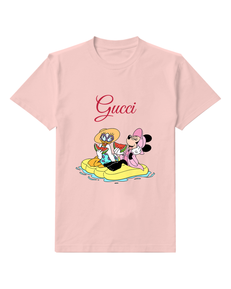 Blush Pink Daisy Duck And Minnie Mouse On Float Graphic T-Shirt - front product view