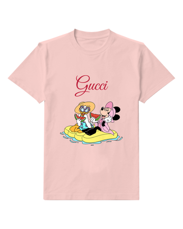 Blush Pink Daisy Duck And Minnie Mouse On Float Graphic T-Shirt - front product view