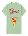 Sage Green Winnie The Pooh Holding Piglet Crew Neck Graphic T-Shirt - front product view