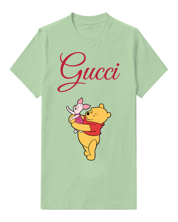 Sage Green Winnie The Pooh Holding Piglet Crew Neck Graphic T-Shirt - front product view