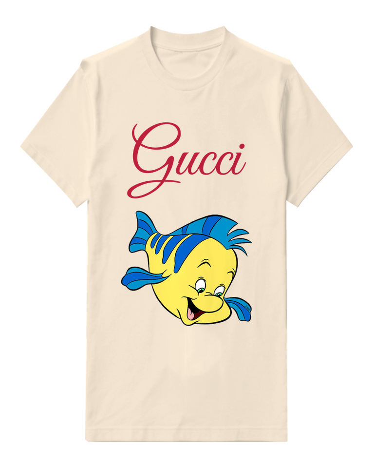 Ivory Yellow Fish Curving Smile Graphic T-Shirt - front product view