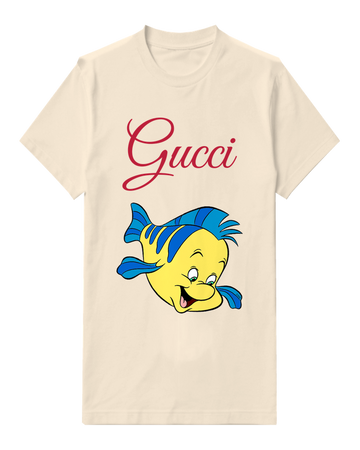 Ivory Yellow Fish Curving Smile Graphic T-Shirt - front product view
