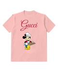 Blush Pink Chef Mouse Pizza Tray Graphic T-Shirt - front product view