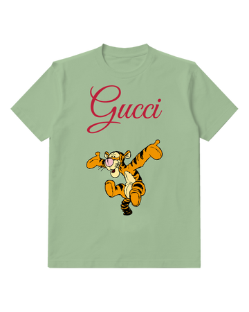 Sage Green Tiger One Leg Dance Graphic T-Shirt - front product view