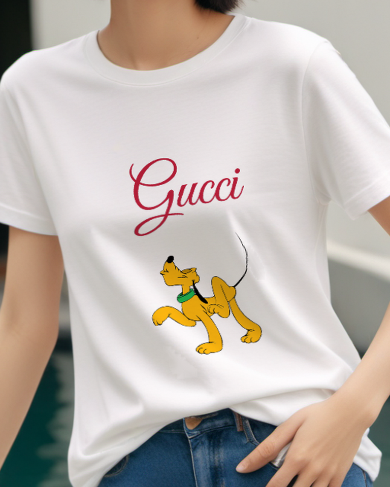 White Dog Proud Chest Step Graphic T-Shirt - front product view