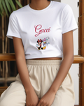 White Minnie And Daisy Holding Game Controllers Graphic T-Shirt - model wearing view