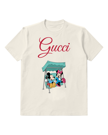 Light Gray Mickey And Minnie On Swing Set Graphic T-Shirt - front product view