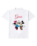 White Mickey And Minnie Jumping Together Graphic T-Shirt - front product view