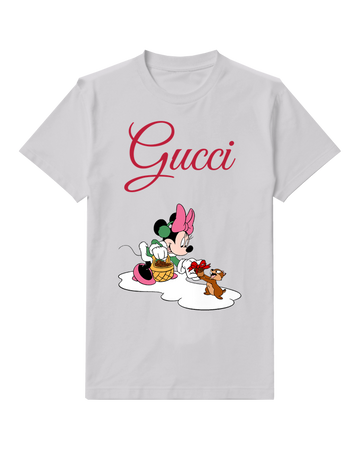 Light Gray Minnie Mouse With Basket And Chip Graphic T-Shirt - front product view