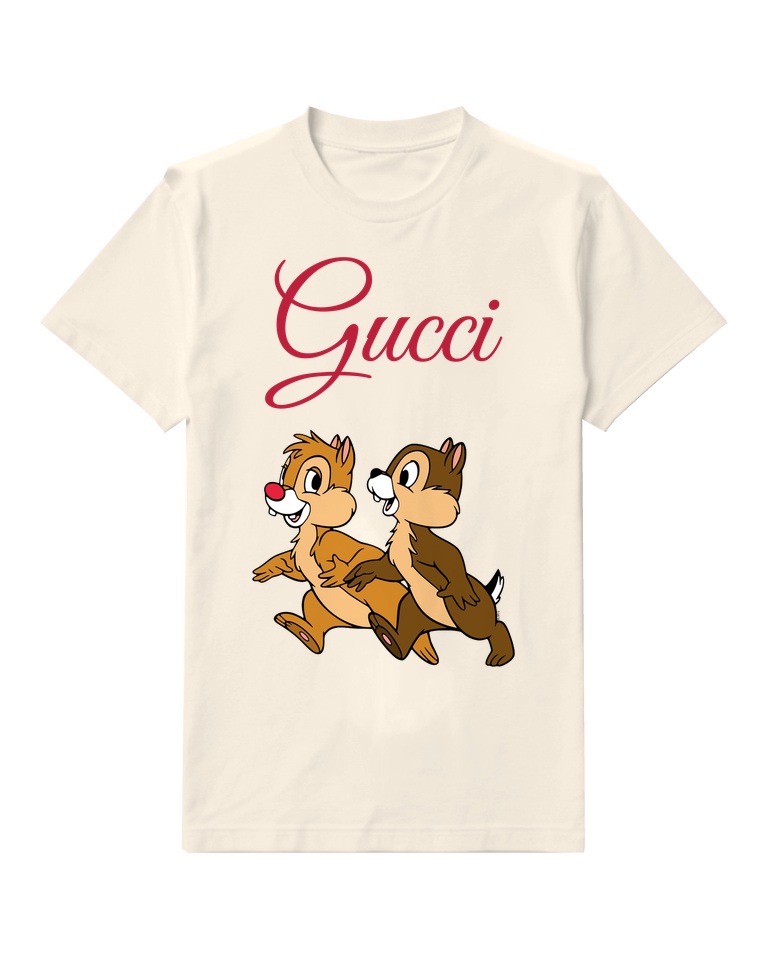 Ivory Chip And Dale Running Together Graphic T-Shirt - front product view