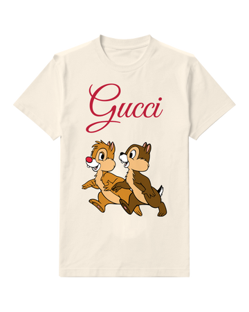 Ivory Chip And Dale Running Together Graphic T-Shirt - front product view