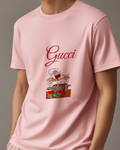 Blush Pink Chef Stirring Cooking Pot Graphic T-Shirt - model wearing view