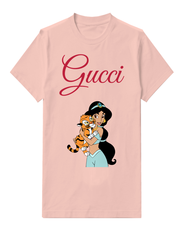 Blush Pink Jasmine Holds Tiger In Arms Graphic T-Shirt - front product view