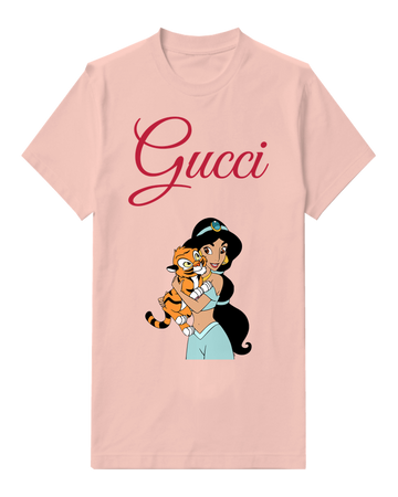 Blush Pink Jasmine Holds Tiger In Arms Graphic T-Shirt - front product view