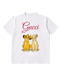 White Simba And Nala Sitting Together Graphic T-Shirt - front product view