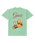 Sage Green Winnie The Pooh And Piglet Sharing Ice Cream Graphic T-Shirt - front product view
