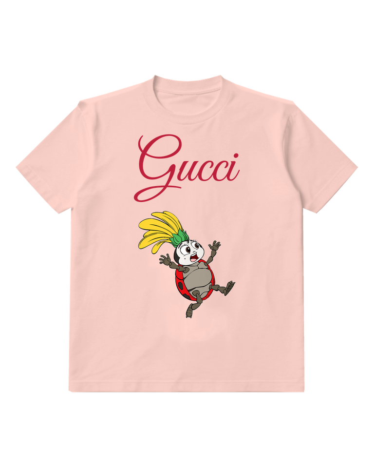 Blush Pink Small Insect Yellow Plume Graphic T-Shirt - front product view