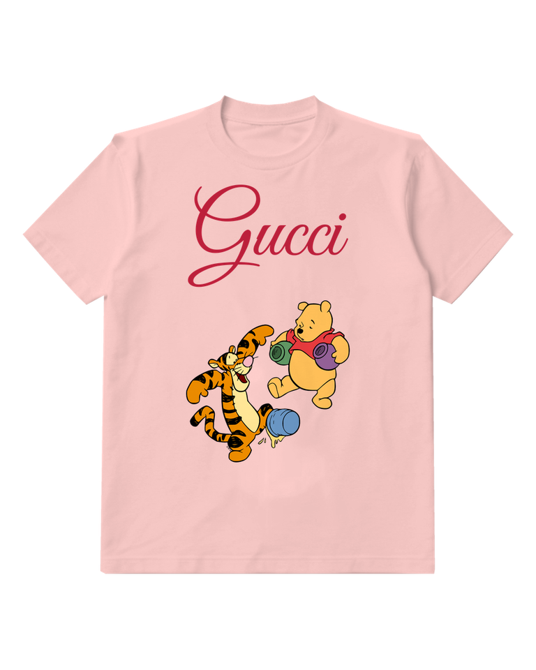 Blush Pink Tiger And Bear With Honey Pots Graphic T-Shirt - front product view