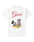 White Mickey And Minnie Picnic Together Graphic T-Shirt - front product view