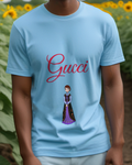 Sky Blue Braided Woman Long Purple Gown Graphic T-Shirt - model wearing view