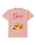 Blush Pink Winnie The Pooh Holding Flag Tigger Beside Him Graphic T-Shirt - front product view