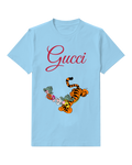 Sky Blue Tigger And Piglet In Playful Chase Graphic T-Shirt - front product view