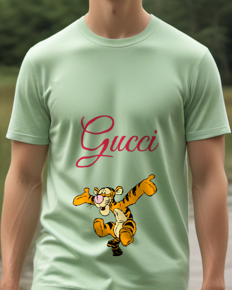 Sage Green Tiger One Leg Dance Graphic T-Shirt - front product view