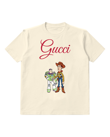 Ivory Woody And Buzz Lightyear Standing Together Graphic T-Shirt - front product view
