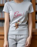 Pale Lavender Cowboy On Horse With Lasso Graphic T-Shirt - model wearing view