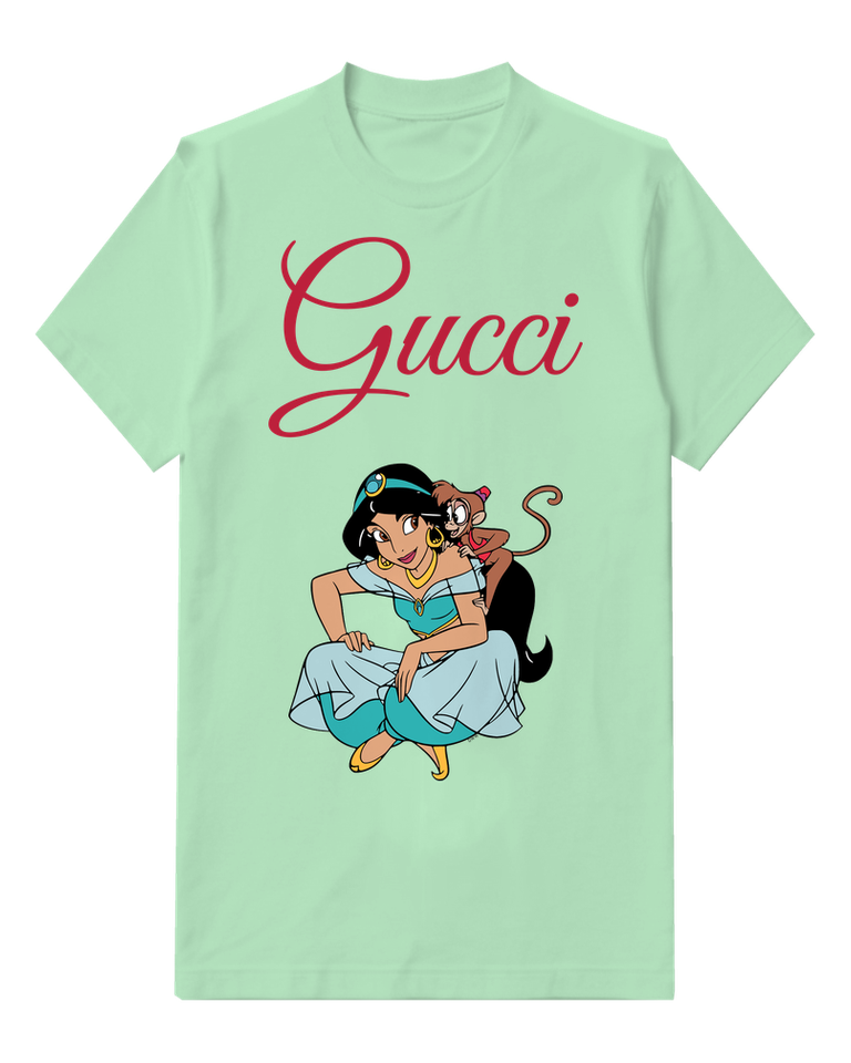 Sage Green Jasmine With Monkey On Back Graphic T-Shirt - front product view