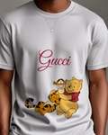 Light Gray Tigger Hugs Pooh From Behind Graphic T-Shirt - model wearing view