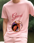 Blush Pink Jasmine And Aladdin Close Together Graphic T-Shirt - model wearing view