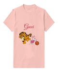 Blush Pink Tigger Chasing Piglet In Playful Leap Graphic T-Shirt - front product view