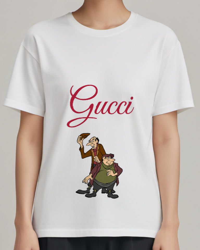 White Tall Man And Stocky Companion Graphic T-Shirt - model wearing view