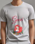 Light Gray Mermaid Amid Shells And Flowers Graphic T-Shirt - model wearing view